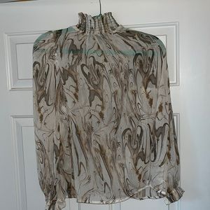 Turtle neck sheer blouse